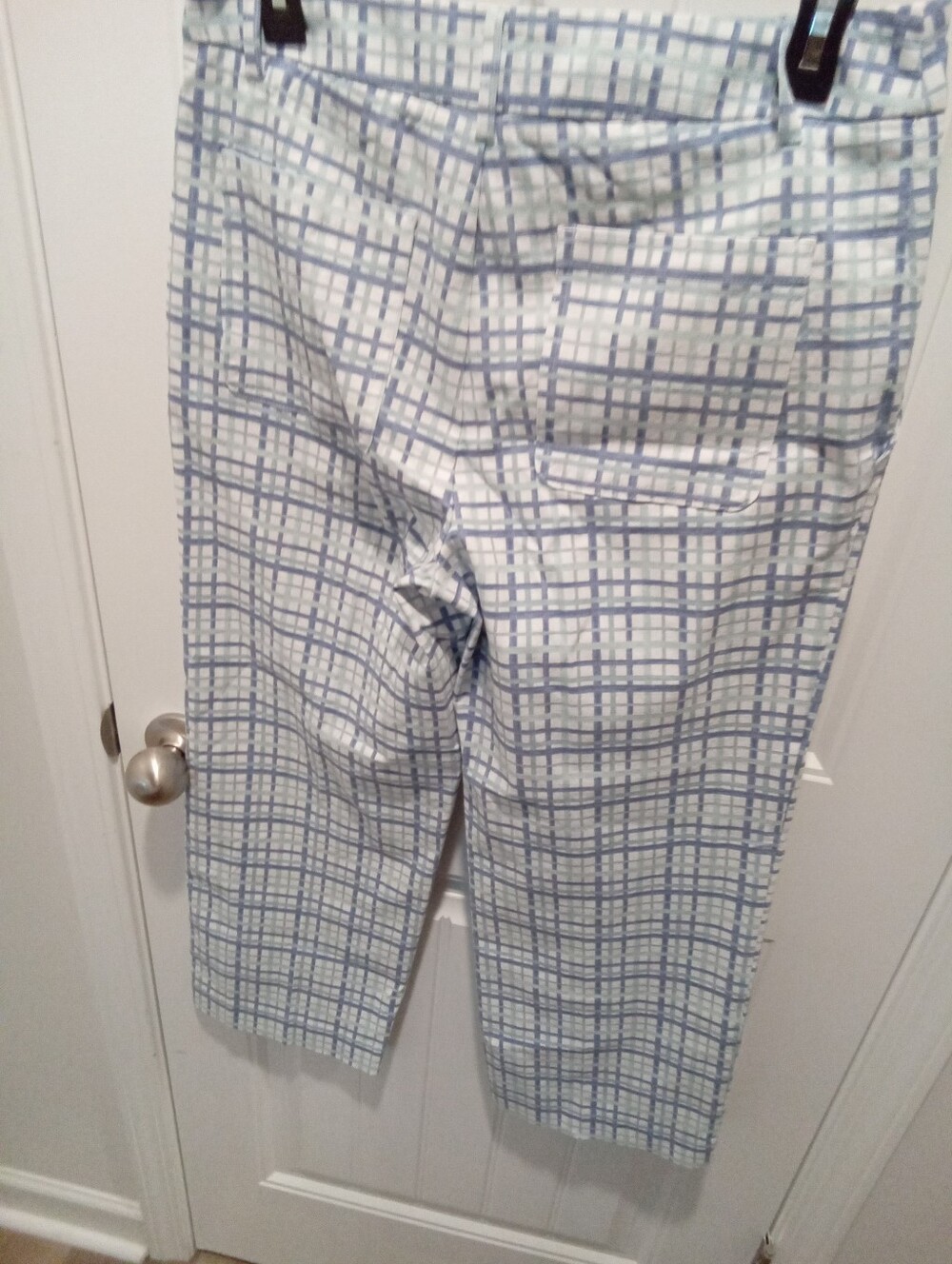 Lisette L Montreal Pastel Blue&White Grid 26" Crop Tummy Control Technology 8&10 - Picture 12 of 13